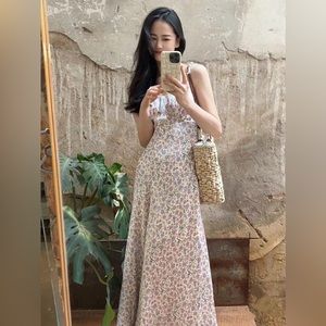 floral maxi dress with bra